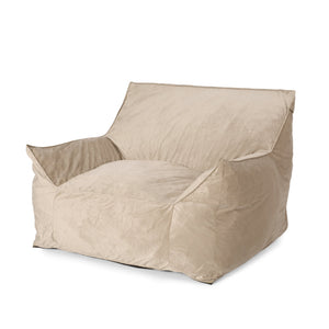 English Elm Allea Velveteen Bean Bag Chair with Armrests Navy Velvet Comfort Removable Cover Foam-Filled Lounge Seat taupe B181P162997