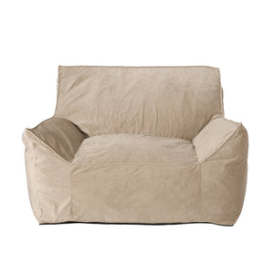 English Elm Allea Velveteen Bean Bag Chair with Armrests Navy Velvet Comfort Removable Cover Foam-Filled Lounge Seat taupe B181P162997