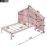 Hearth and Haven Wood Twin Size Platform Bed with House-Shaped Storage Headboard and Built-In Led WF320559AAH