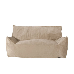 English Elm Fila Velveteen 2-Seater Oversized Bean Bag Chair with Armrests Velvet Cover Removable Zipper Foam Filling Comfortable Lounger for Living Room taupe B181P163019