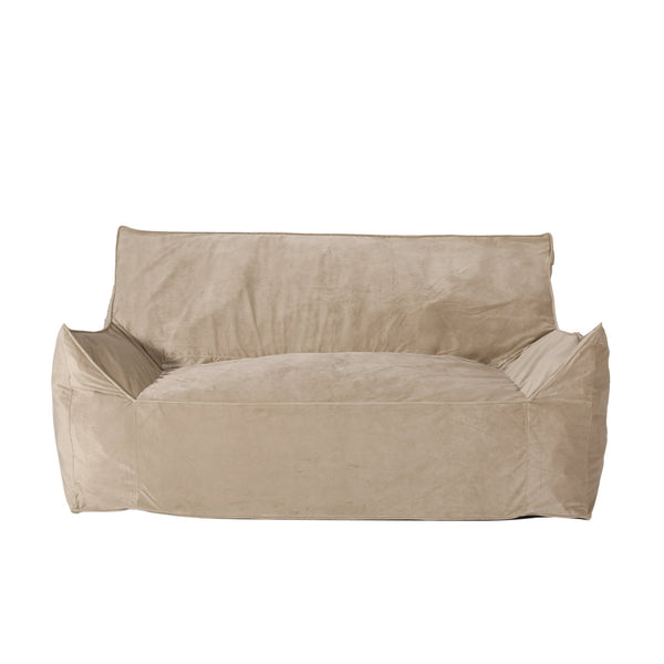 English Elm Fila Velveteen 2-Seater Oversized Bean Bag Chair with Armrests Velvet Cover Removable Zipper Foam Filling Comfortable Lounger for Living Room taupe B181P163019