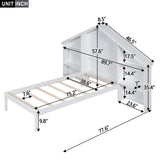 Hearth and Haven Wood Twin Size Platform Bed with House-Shaped Storage Headboard and Built-In Led WF320559AAK