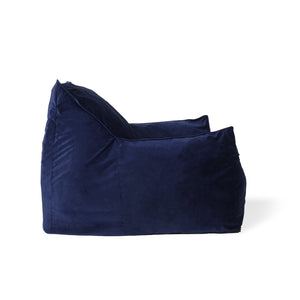 English Elm Allea Velveteen Bean Bag Chair with Armrests Navy Velvet Comfort Removable Cover Foam-Filled Lounge Seat Blue Solid B181P162993