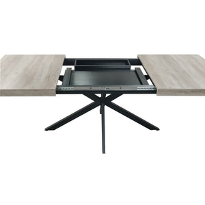 English Elm 55.11'' 55.11' Retractable Retro Rectangular Dining Table Grey Carole Top w/ Black Embossed Plate, Extendable 70.86" W757P147832