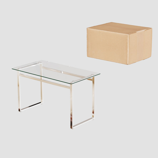 English Elm 51" Modern Minimalist Rectangular Glass Dining Table For 4-6 With Chrome Legs – Stylish & Versatile W2189133704