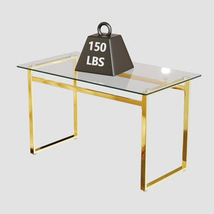 English Elm 51" Modern Minimalist Glass Dining Table For 4-6, Chrome Legs – Elegant, Durable, Easy-Care Design W2189133710