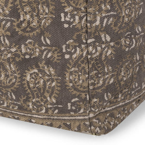 English Elm Ceasar Handcrafted Square Pouf Taupe Gold Bohemian Floor Seat Living Room Accent B181P162917