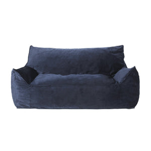 English Elm Fila Velveteen 2-Seater Oversized Bean Bag Chair with Armrests Velvet Cover Removable Zipper Foam Filling Comfortable Lounger for Living Room Dark Blue B181P163011