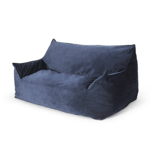 English Elm Fila Velveteen 2-Seater Oversized Bean Bag Chair with Armrests Velvet Cover Removable Zipper Foam Filling Comfortable Lounger for Living Room Dark Blue B181P163011