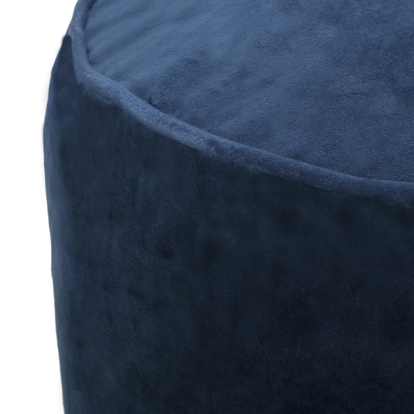 English Elm Shimon Velvet Cylinder Pouf Ottoman for Living Room or Bedroom — Plush Polystyrene Fill, 200 lb Capacity Blue B181P162904
