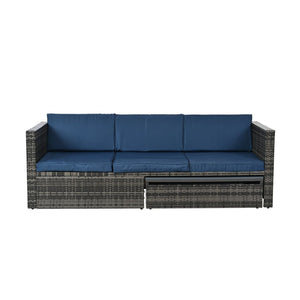 English Elm Patio 5-Piece Outdoor Furniture Set With Pe Wicker, Lift-Top Coffee Table & Lounger Sofa For Relaxing W1703S00016-GIGA