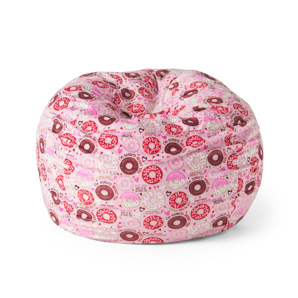 English Elm Puff-Puff Cozy 3ft Rounded Bean Bag Pink Donut Print — Removable Washable Cover, Foam-Filled Comfort B181P163062