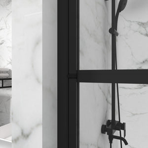 English Elm Goodyo Bathtub Screen Panel 180° Pivot Black Shower Door with Heavy-Duty Zinc Handles & Leakproof Seals D16393760