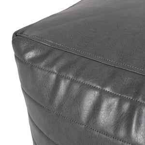 English Elm Candy Faux Leather Square Pouf Ottoman - Modern Decorative Floor Cushion, 200lb Capacity, 16"pad Grey B181P162919