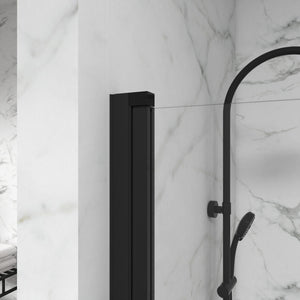 English Elm Goodyo Bathtub Screen Panel 180° Pivot Black Shower Door with Heavy-Duty Zinc Handles & Leakproof Seals D16393760