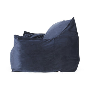 English Elm Fila Velveteen 2-Seater Oversized Bean Bag Chair with Armrests Velvet Cover Removable Zipper Foam Filling Comfortable Lounger for Living Room Dark Blue B181P163011