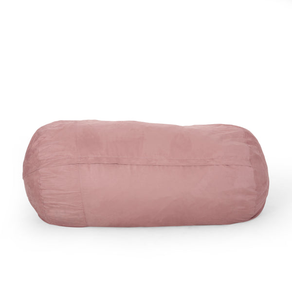 English Elm Aruba Microfiber Cylindrical Bean Bag Chair 8ft — Soft High-Density Foam, Removable Washable Cover, Modern Comfort Rose B181P163052