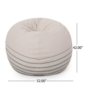 English Elm Bohemio Oversized Round Bean Bag with Foam Fill and Washable Striped Cover B181P163041