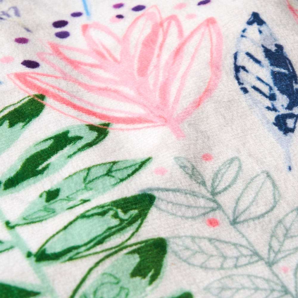 English Elm Barcadera 3 Foot Rounded Bean Bag White Tossed Botanical – Cozy Foam-Filled, Removable Washable Cover, Modern Style B181P163033