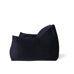 English Elm Allea Velveteen Bean Bag Chair with Armrests Navy Velvet Comfort Removable Cover Foam-Filled Lounge Seat Dark Blue B181P162999