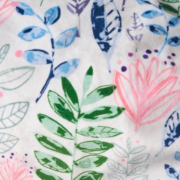 English Elm Barcadera 3 Foot Rounded Bean Bag White Tossed Botanical – Cozy Foam-Filled, Removable Washable Cover, Modern Style B181P163033