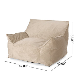 English Elm Allea Velveteen Bean Bag Chair with Armrests Navy Velvet Comfort Removable Cover Foam-Filled Lounge Seat taupe B181P162997