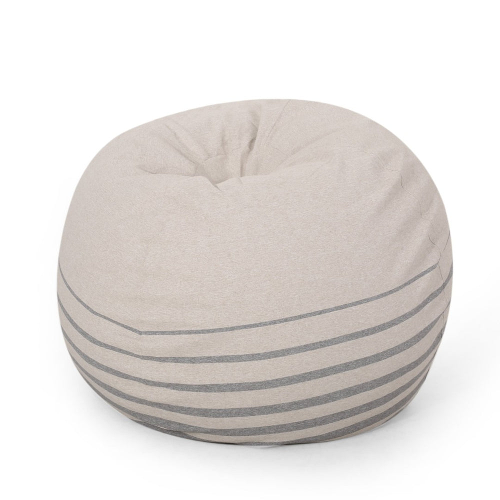 English Elm Bohemio Oversized Round Bean Bag with Foam Fill and Washable Striped Cover B181P163041