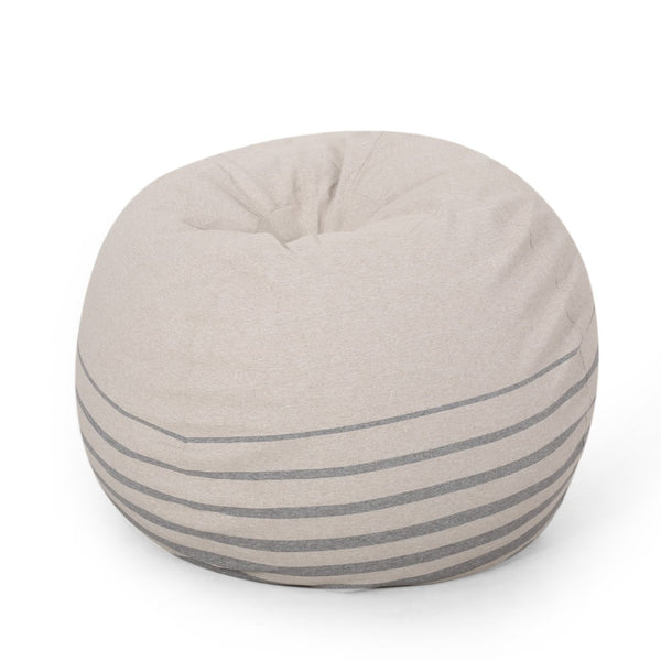 English Elm Bohemio Oversized Round Bean Bag with Foam Fill and Washable Striped Cover B181P163041