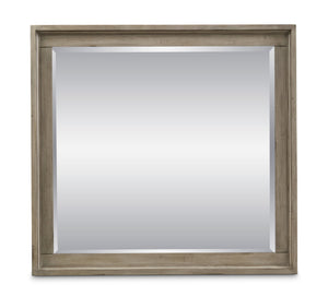 English Elm Mirror, 43" Beveled Orchard Grey Frame — Distressed Hand‑Planed Wood, Transitional Style, Ready-to-Hang B108P163866