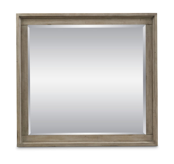 English Elm Mirror, 43" Beveled Orchard Grey Frame — Distressed Hand‑Planed Wood, Transitional Style, Ready-to-Hang B108P163866