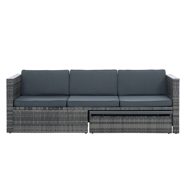 English Elm Patio 5-Piece Outdoor Wicker Furniture Set With Lift-Top Coffee Table & Comfortable Lounger Sofa W1703S00015-GIGA