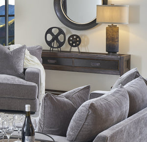 English Elm Two-Drawer Rustic Two-Tone Sofa Table 60" Fully Assembled Pine Console with 2 Drawers, Shelf, Brass Hardware B108P163821