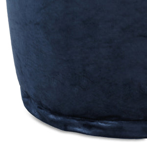 English Elm Shimon Velvet Cylinder Pouf Ottoman for Living Room or Bedroom — Plush Polystyrene Fill, 200 lb Capacity Blue B181P162904