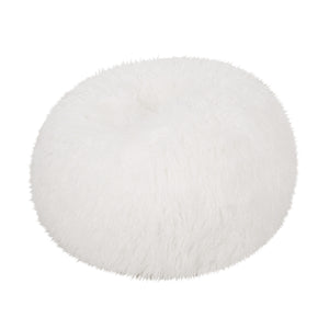 English Elm Mandana Rounded 3ft Faux Fur Bean Bag Chair White – Cozy Removable Cover, High-Density Foam Comfort B181P163022