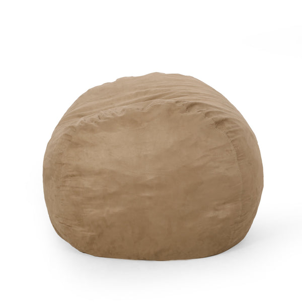 English Elm Potrero Microfiber Cylindrical Bean Bag 6.5ft Beige – Cozy Foam-Filled, Removable Washable Cover, Modern Design B181P163044