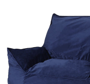 English Elm Allea Velveteen Bean Bag Chair with Armrests Navy Velvet Comfort Removable Cover Foam-Filled Lounge Seat Blue Solid B181P162993