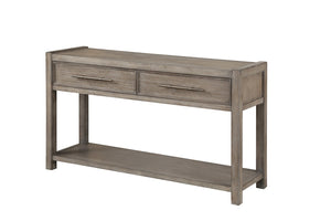 English Elm 54 54 inch Console Table White Oak Finish, Solid Oak Craft, Rubbed Bronze Pulls, Drawers & Shelf Ready to Use B108P163865