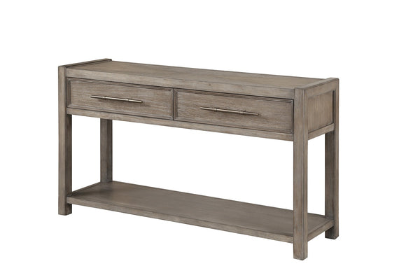 English Elm 54 54 inch Console Table White Oak Finish, Solid Oak Craft, Rubbed Bronze Pulls, Drawers & Shelf Ready to Use B108P163865