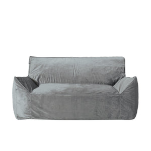 English Elm Fila Velveteen oversized 2-seater bean bag with armrests — velvety foam-filled removable cover comfort Gray B181P162995