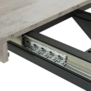 English Elm 55.11'' 55.11' Retractable Retro Rectangular Dining Table Grey Carole Top w/ Black Embossed Plate, Extendable 70.86" W757P147832