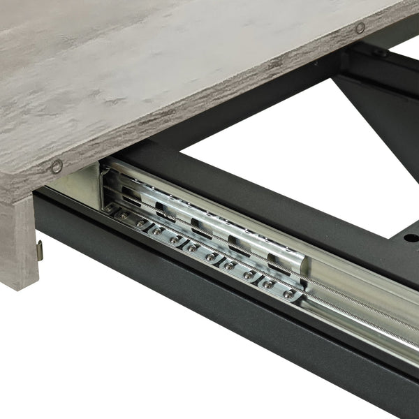 English Elm 55.11'' 55.11' Retractable Retro Rectangular Dining Table Grey Carole Top w/ Black Embossed Plate, Extendable 70.86" W757P147832