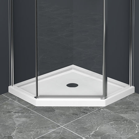 English Elm Goodyo Neo-Angle 36in Corner Shower Base White Acrylic ABS Center Drain Pre-Leveled Durable D163111784