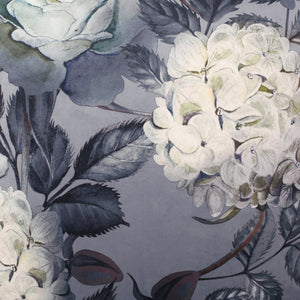 English Elm Hazel Velvet Large Square Pouf Ottoman with Floral Print — Versatile Floor Cushion, 200lb Capacity Gray+ Flower B181P162887