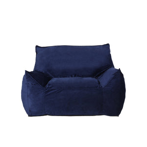 English Elm Allea Velveteen Bean Bag Chair with Armrests Navy Velvet Comfort Removable Cover Foam-Filled Lounge Seat Blue Solid B181P162993