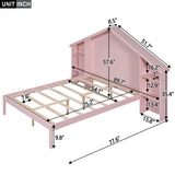 Hearth and Haven Wood Full Size Platform Bed with House-Shaped Storage Headboard and Built-In Led WF320561AAH