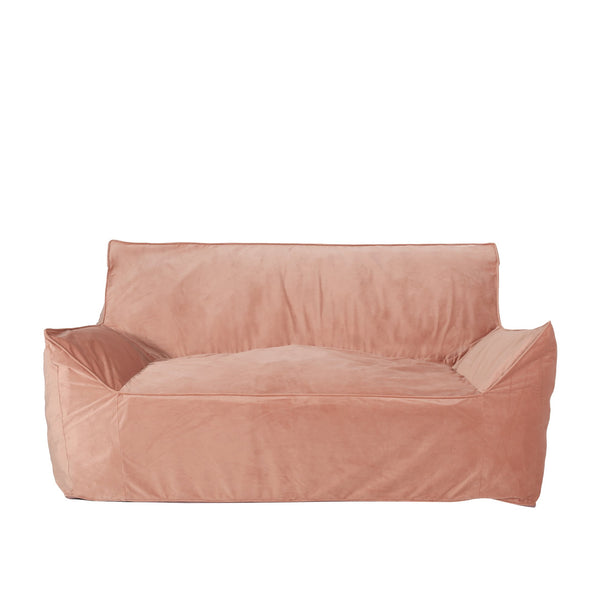 English Elm Fila Velveteen 2-Seater Oversized Bean Bag Chair with Armrests Velvet Cover Removable Zipper Foam Filling Comfortable Lounger for Living Room Pink B181P163015