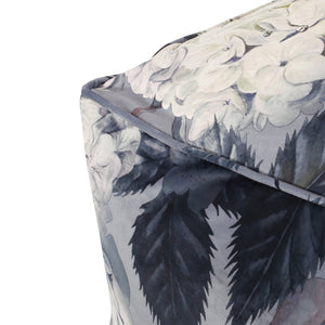 English Elm Hazel Velvet Large Square Pouf Ottoman with Floral Print — Versatile Floor Cushion, 200lb Capacity Gray+ Flower B181P162887