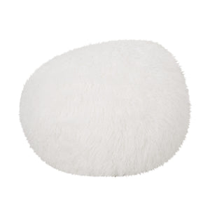 English Elm Mandana Rounded 3ft Faux Fur Bean Bag Chair White – Cozy Removable Cover, High-Density Foam Comfort B181P163022