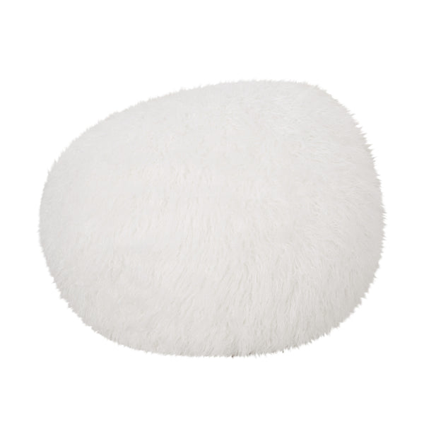 English Elm Mandana Rounded 3ft Faux Fur Bean Bag Chair White – Cozy Removable Cover, High-Density Foam Comfort B181P163022