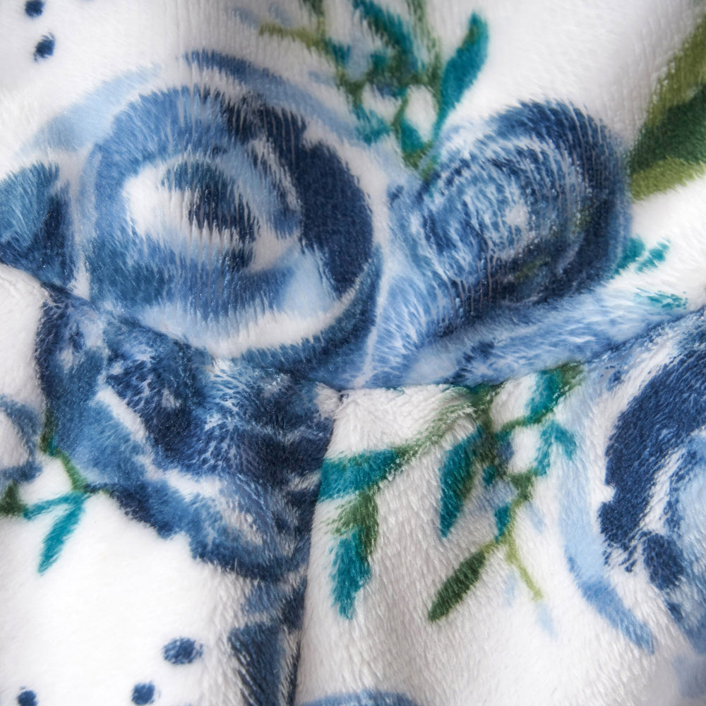 English Elm Spring Navy Multi 3ft Rounded Bean Bag Chair, Blue Rose Print — Removable Washable Foam-Filled Comfort B181P163035